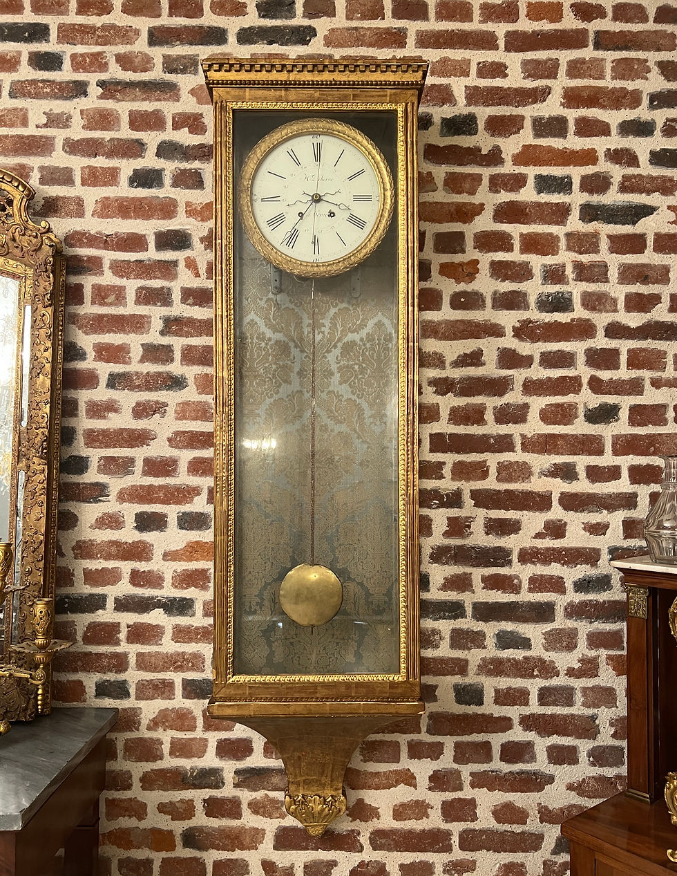 Miniature : Importante Horloge Murale d'Epoque Louis XVI En Bois Dore Vers 1780