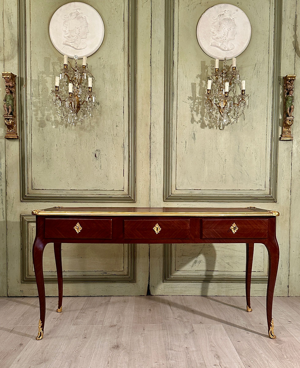 Miniature : Bureau Plat En Marqueterie d'Epoque Louis XV Vers 1750