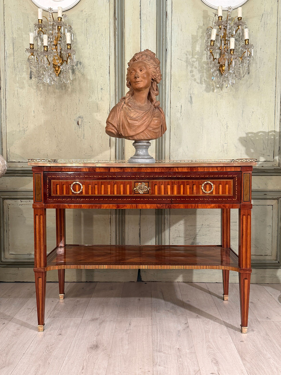 Miniature : Console en Marqueterie d'Epoque Louis XVI, Vers 1780