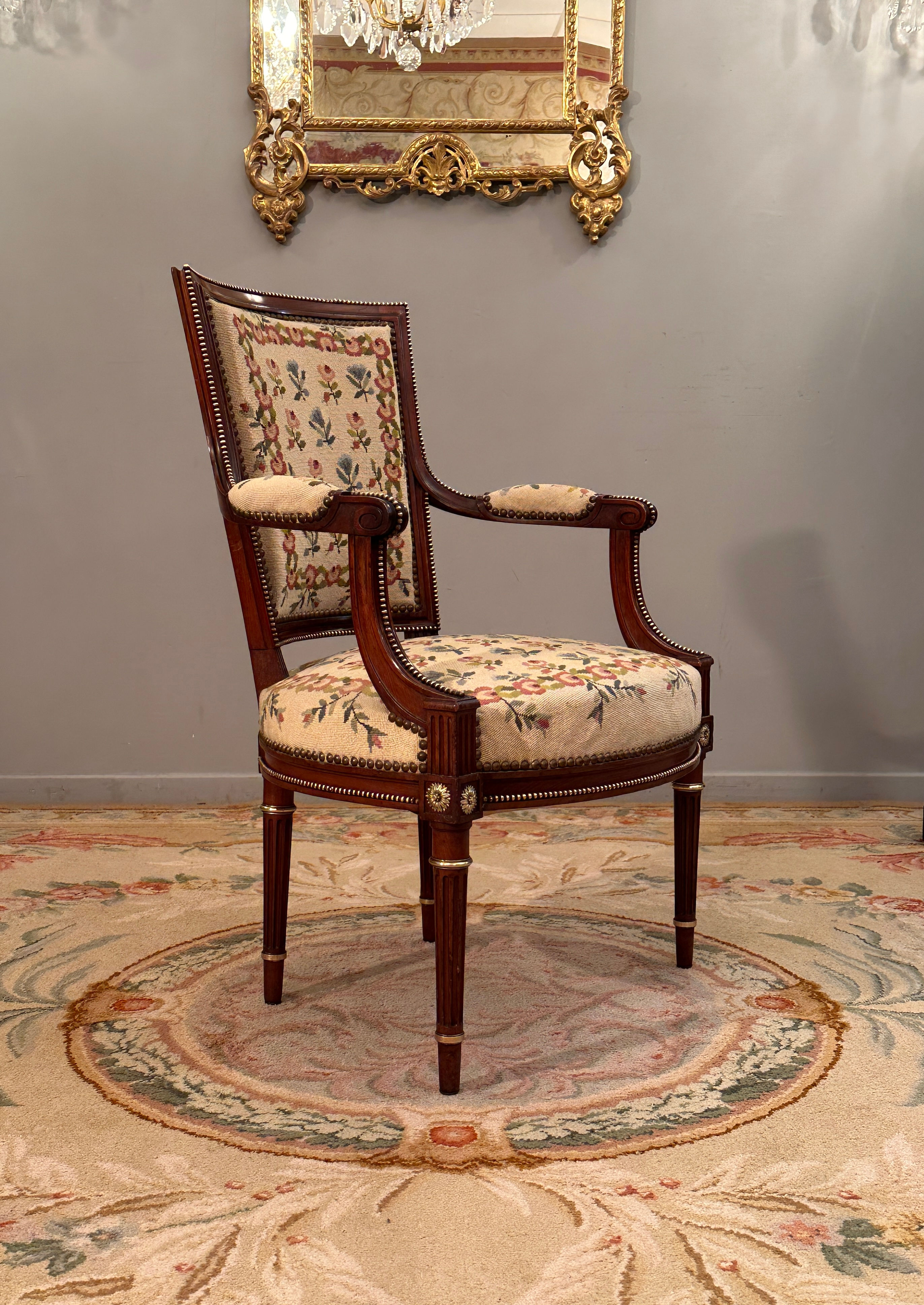 Dlg François Linke, Fauteuil Cabriolet de Style Louis XVI Epoque XIXème