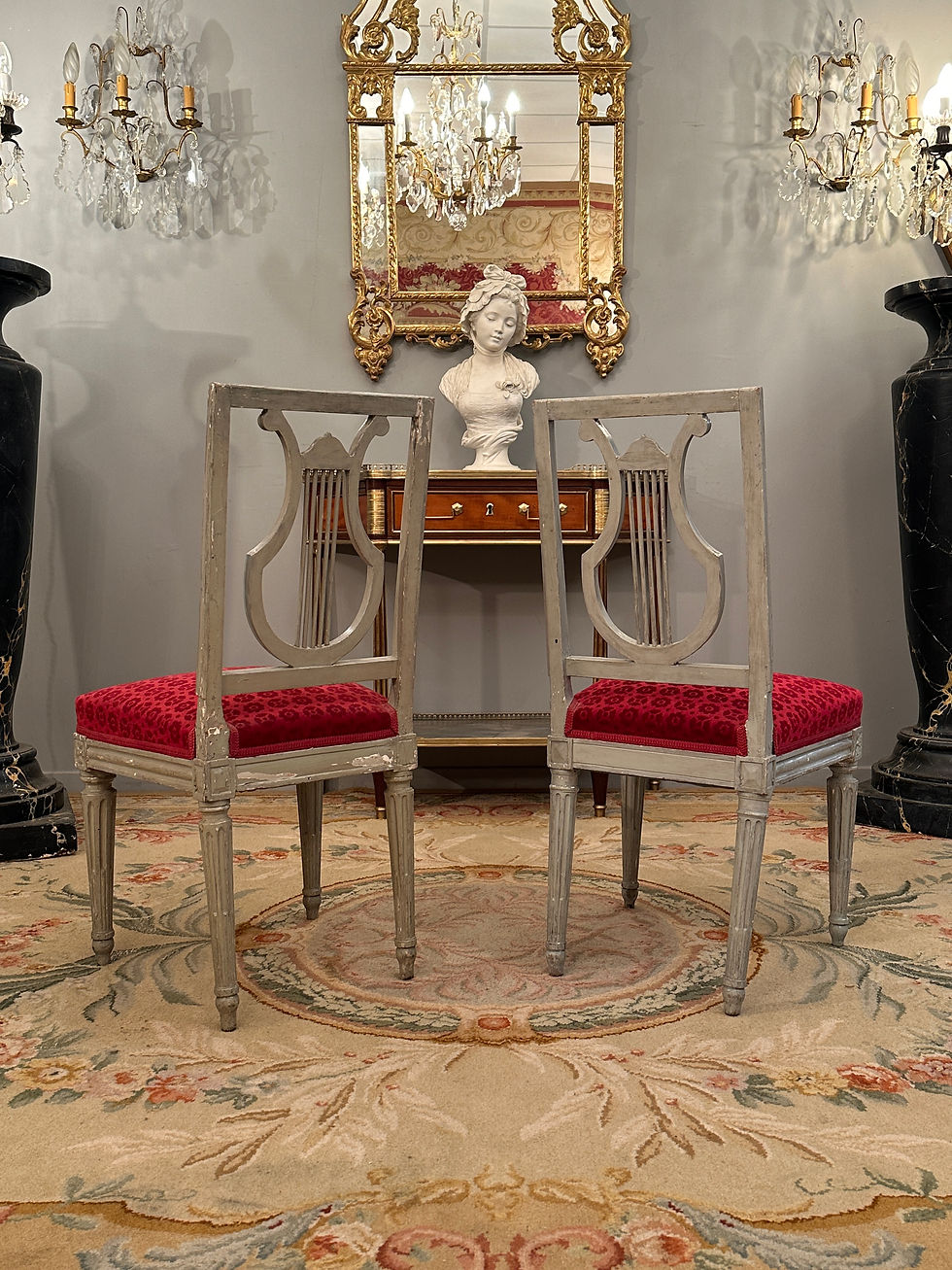 Miniatura: Paire De Chaises d'Epoque Louis XVI En Bois Laqué Vers 1770