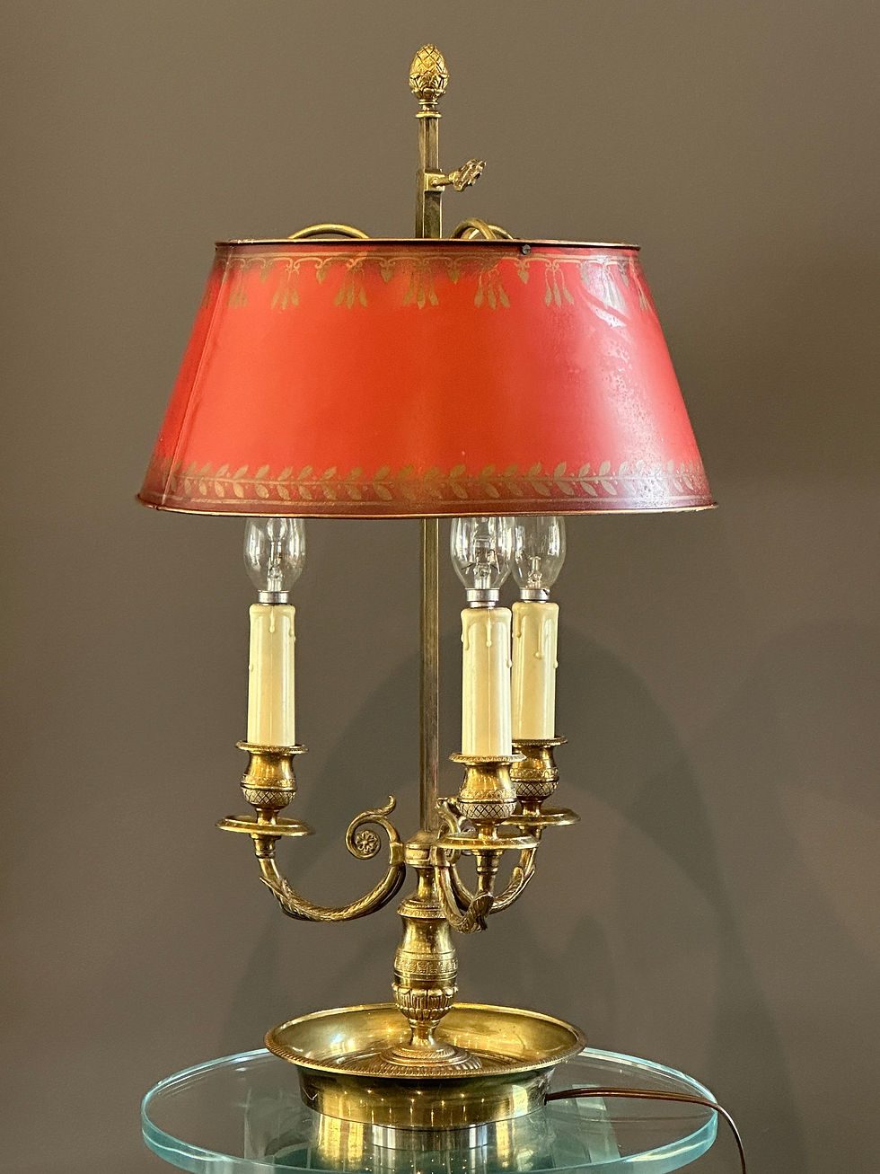 Miniatura: Lampe Bouillotte Bronze Doré De Style Empire Vers 1900