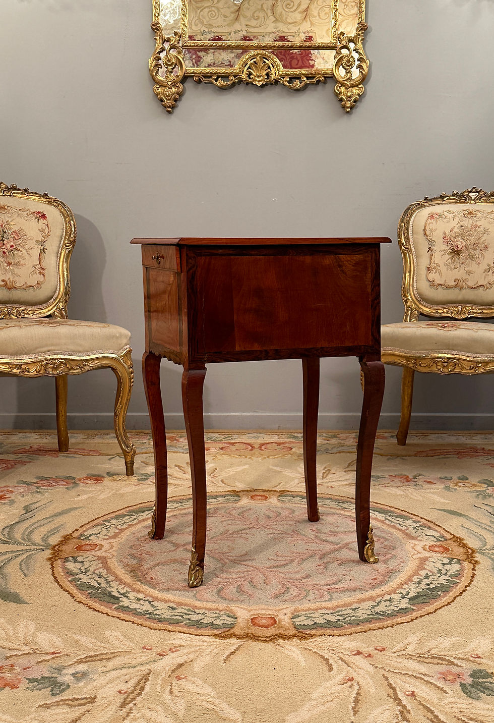 Miniature : Petite Table Chiffonniere En Marqueterie d'Epoque Louis XV Vers 1730