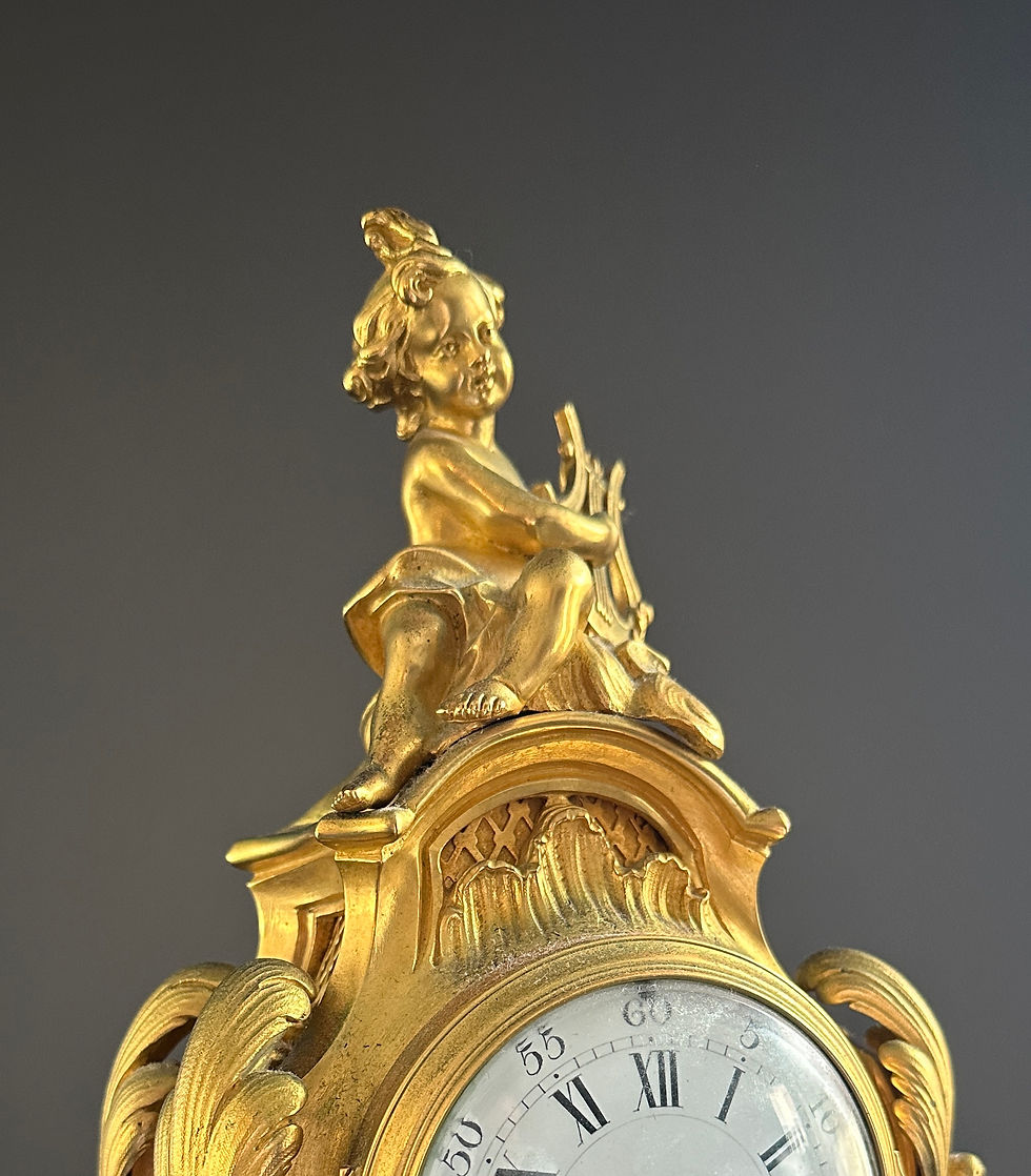 Miniature : Pendule En Bronze Doré De Style Louis XV Epoque XIXème