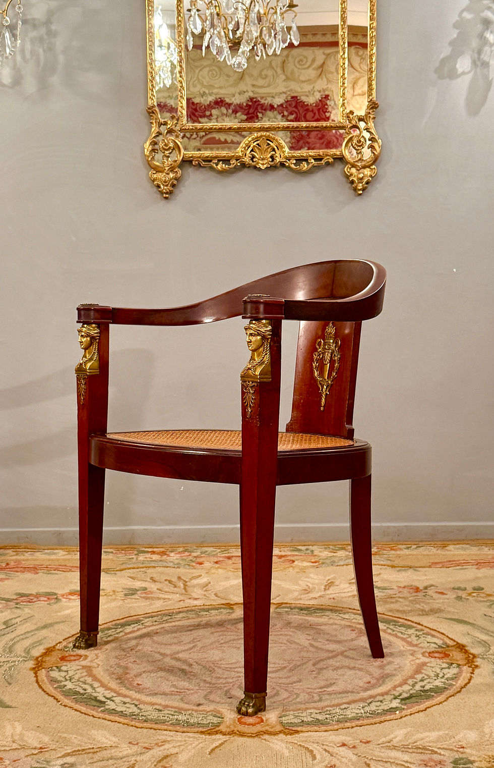 Miniature : Fauteuil De Bureau En Acajou de Style Empire Retour d'Egypte XIXème Siècle