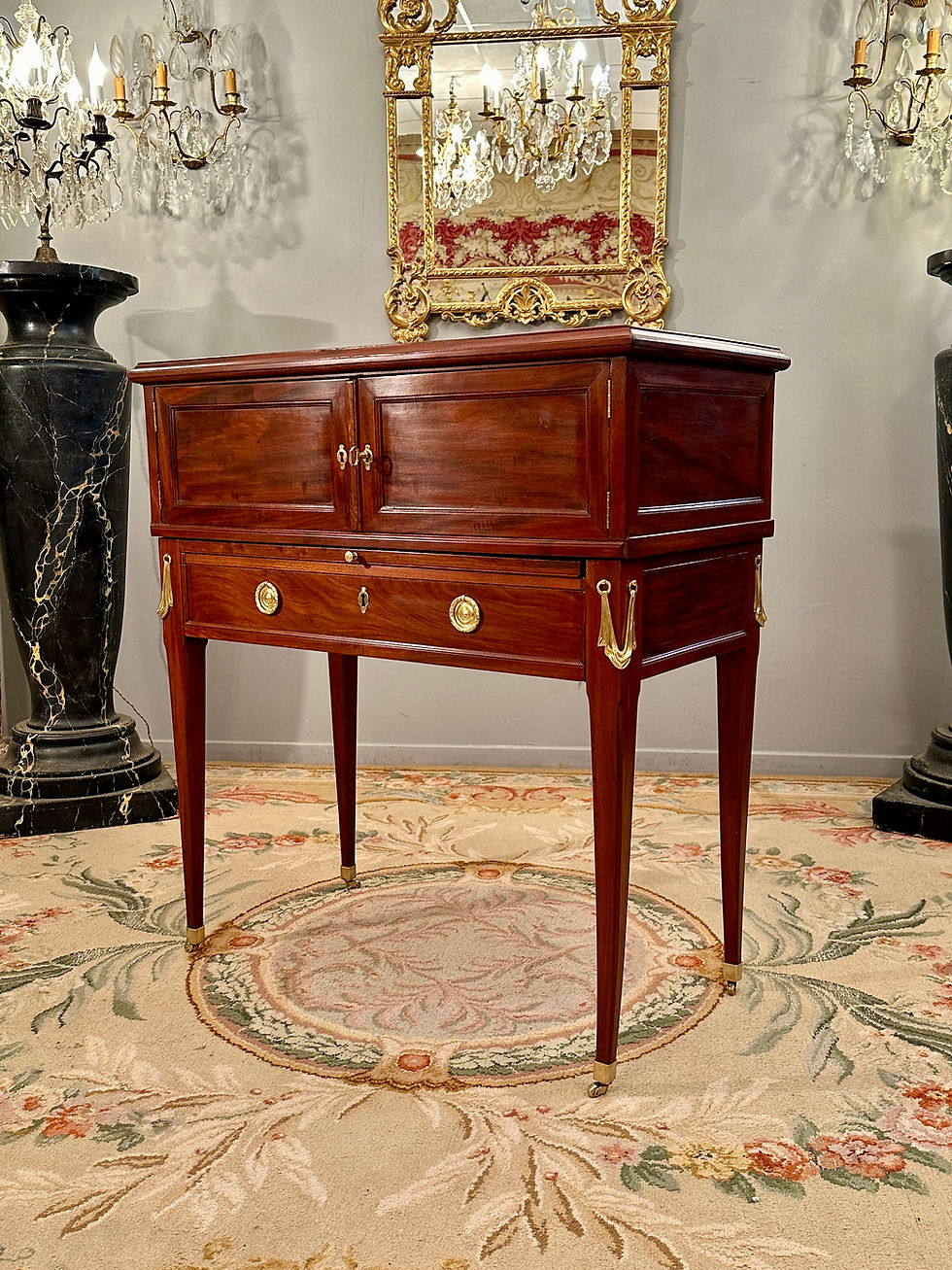 Miniature : Pierre Garnier, Cabinet En Acajou Estampillé d'Epoque Louis XVI Vers 1770