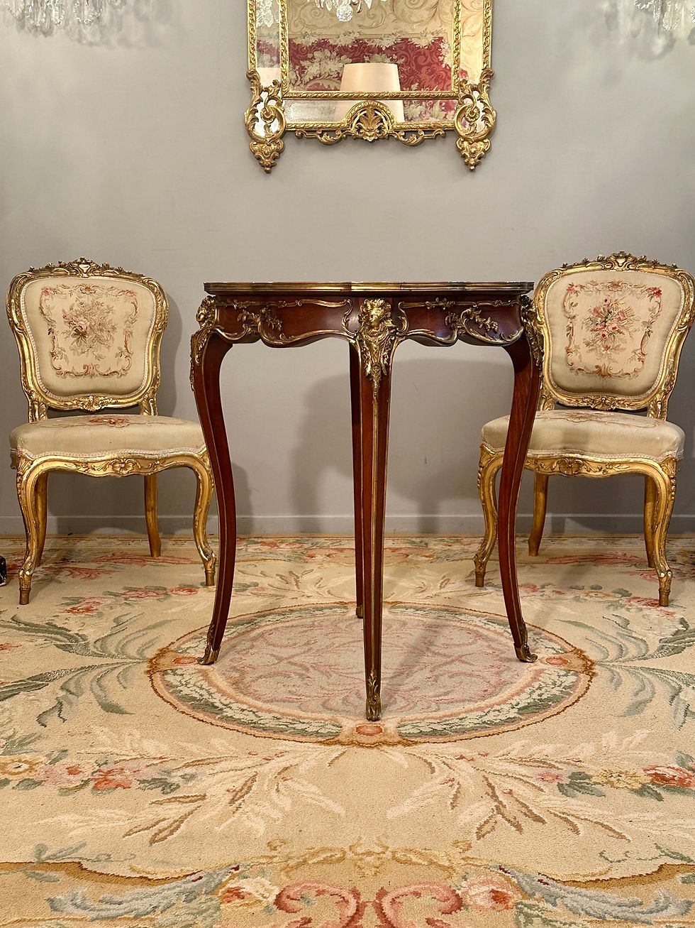 Miniatura: Dlg Francois Linke, Table De Salon Gueridon Acajou Et Bronze De Style Louis XV
