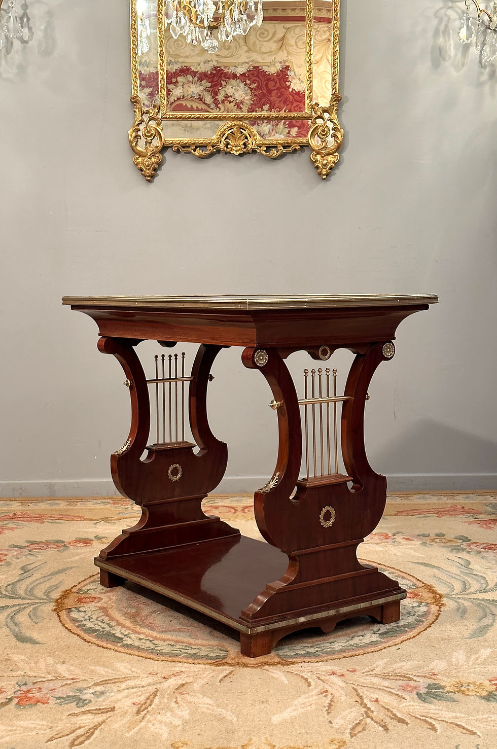 Miniature : Table A Ecrire En Acajou De Style Empire Epoque XIXème