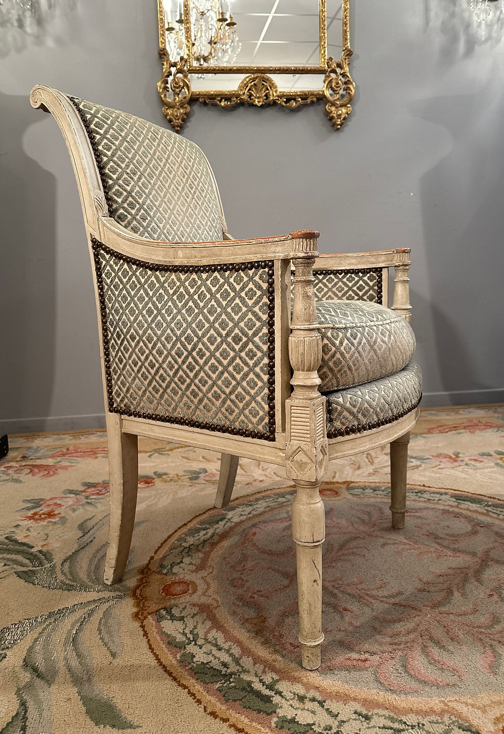 Thumbnail: Paire De Bergères En Bois Laqué d'Epoque Directoire Vers 1795