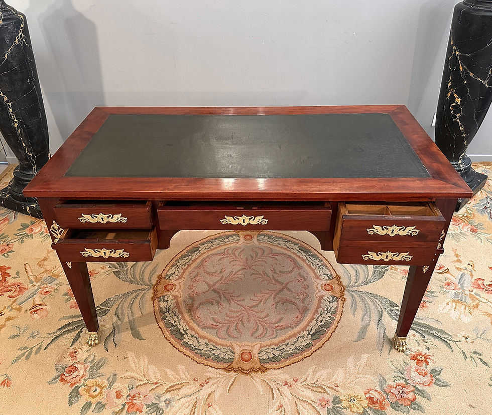 Miniatura: Bureau Plat d'Apparat En Acajou De Style Empire Retour d'Egypte XIXème