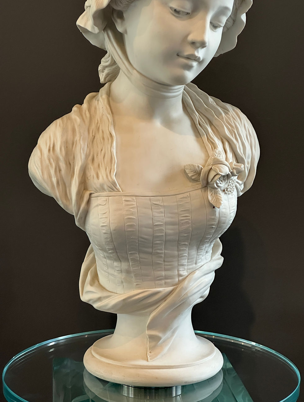 Miniature : Hippolyte Moreau, Sculpture Buste De Jeune Femme En Biscuit Epoque Fin XIXeme