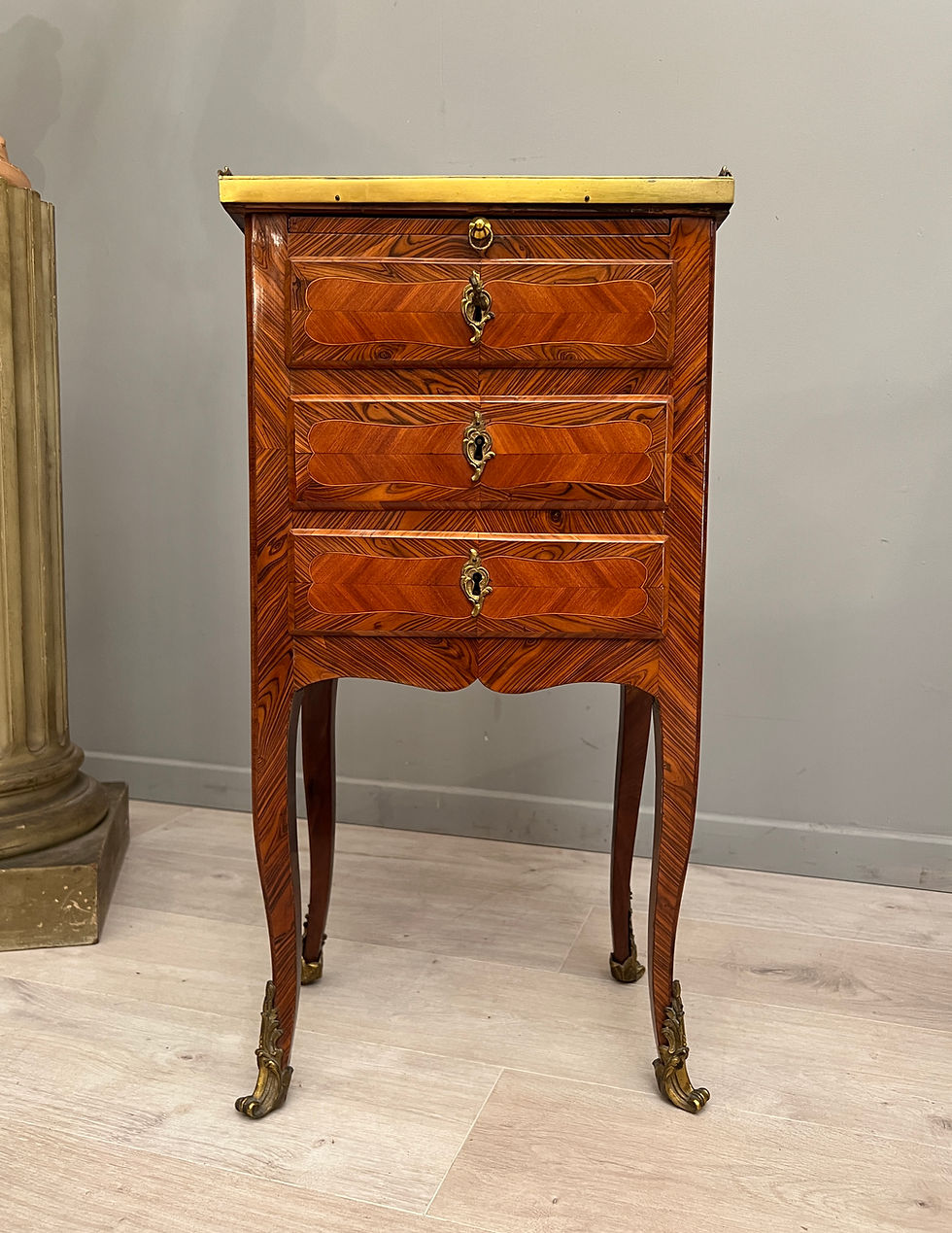 Thumbnail: Table Chiffonniere Ecritoire En Marqueterie Epoque Transition Louis XV Louis XVI