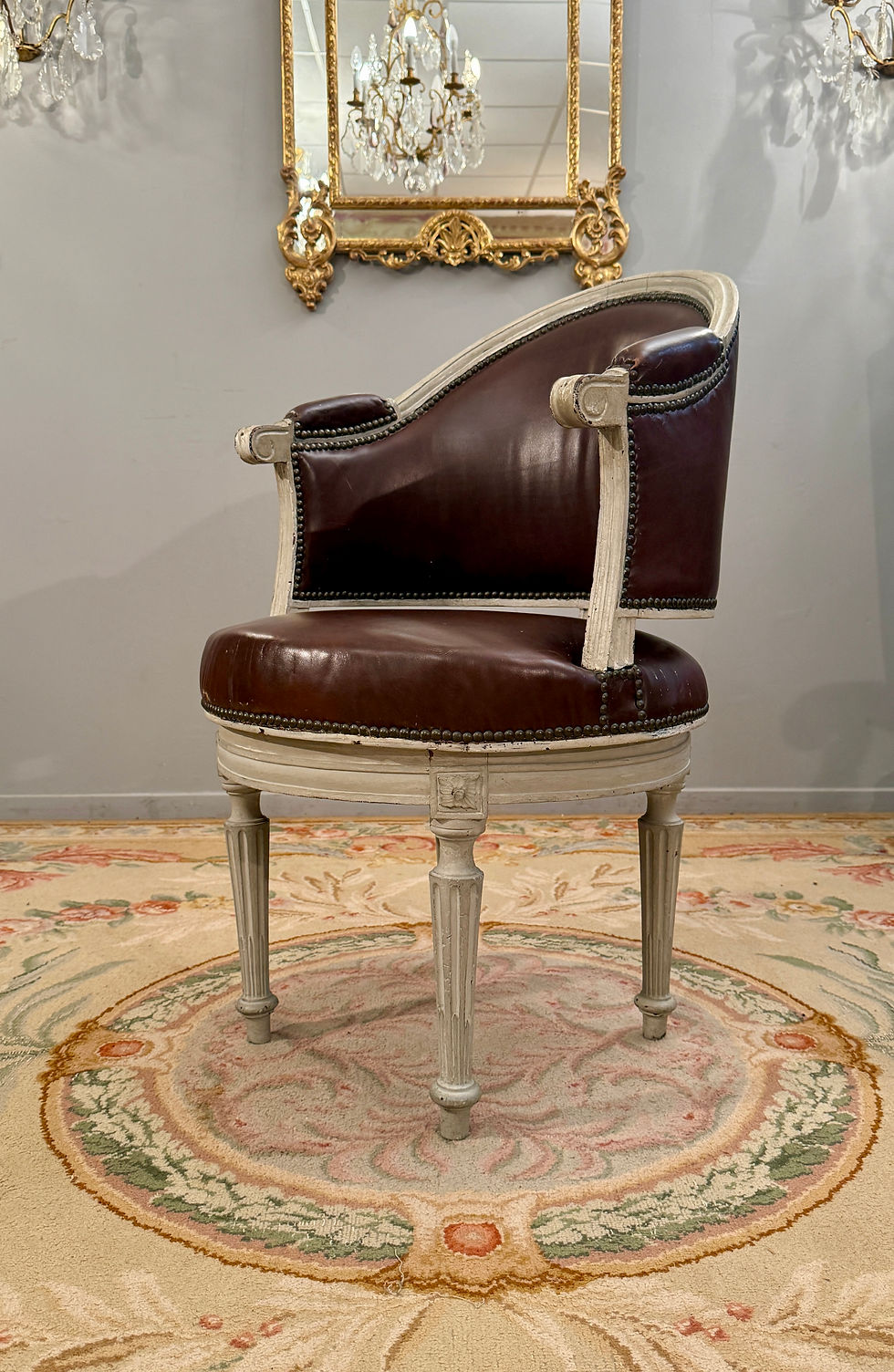 Thumbnail: Fauteuil De Bureau Pivotant A Roulement d'Epoque Louis XVI, Vers 1780