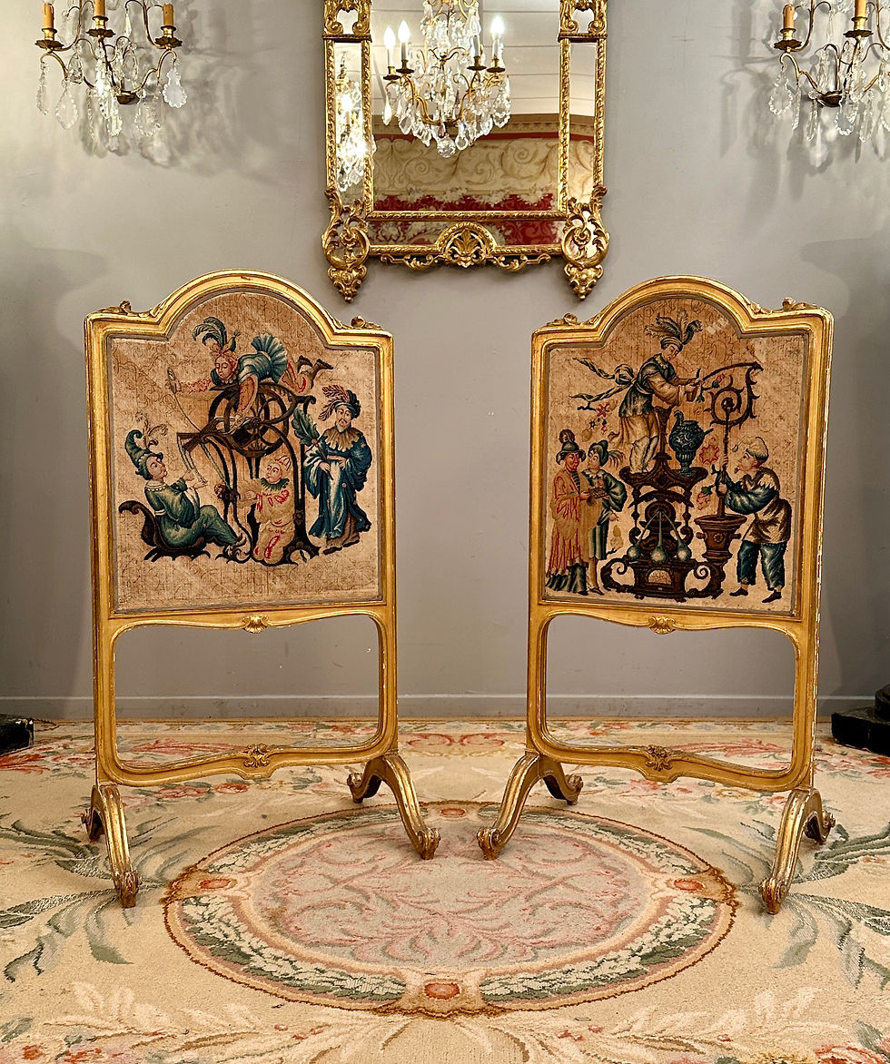 Miniature : Paire De Pare Feu En Bois Dore d'Epoque Napoleon III Vers 1860