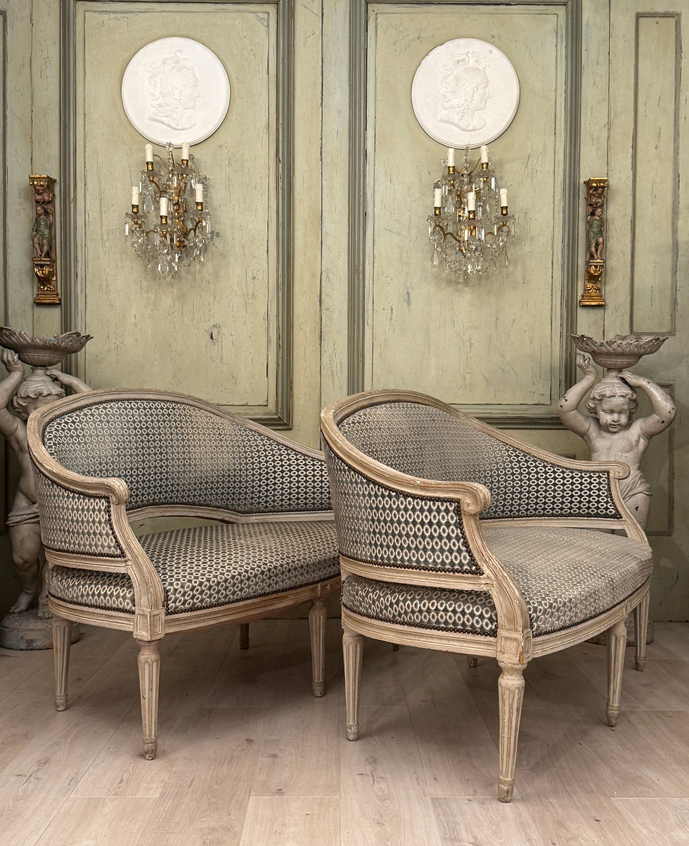 Thumbnail: Rare Paire De Canapés En  Bois Laqué d'Epoque Louis XVI, Vers 1780