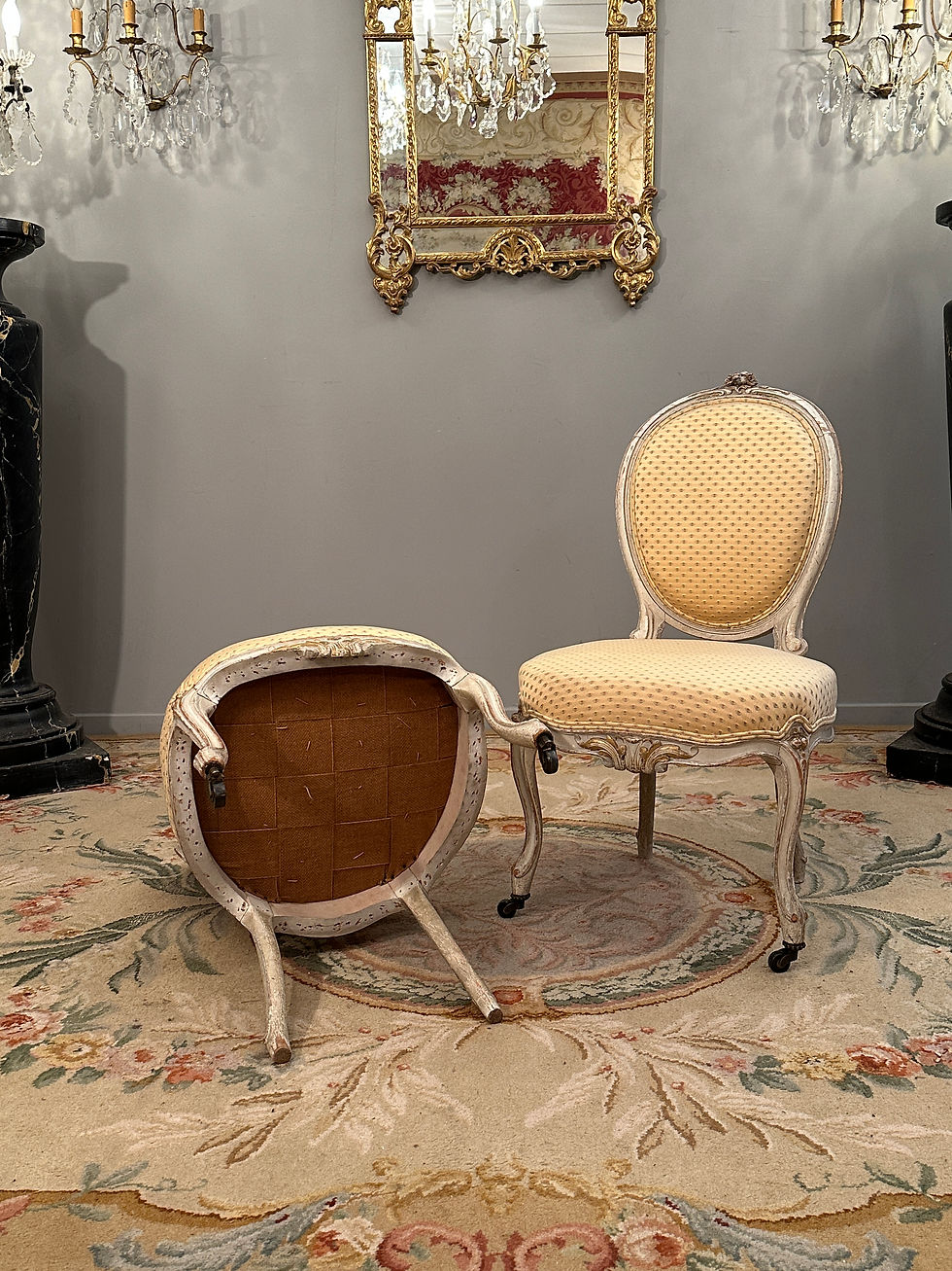 Thumbnail: Paire De Chaises De Style Louis XV En Bois Laque Epoque XIXeme