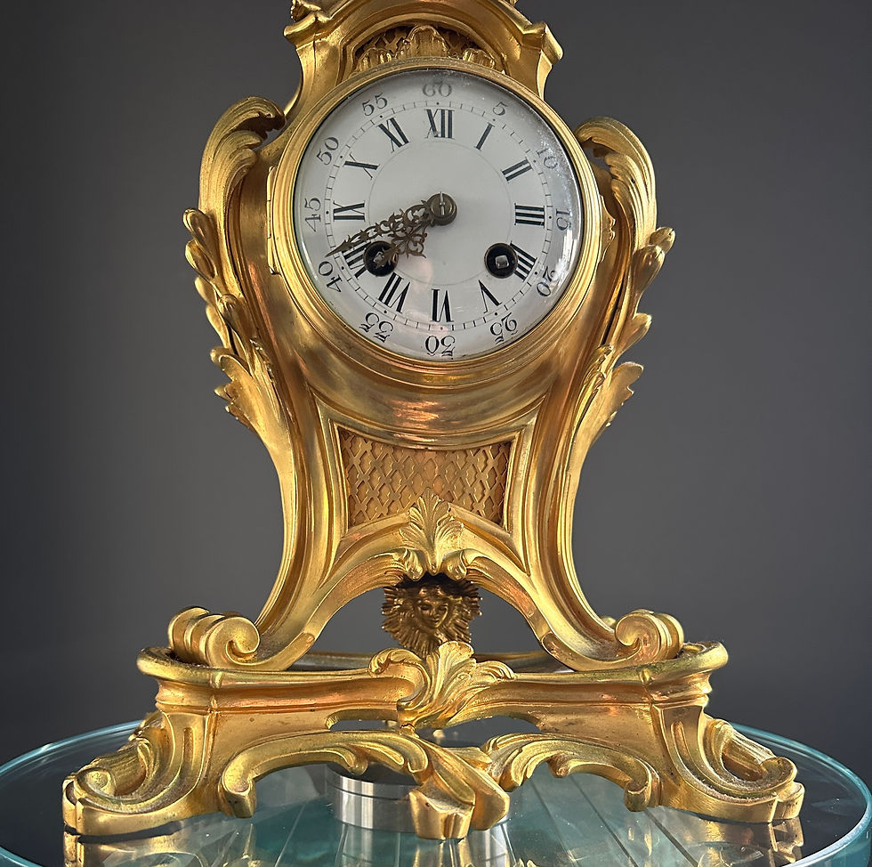 Miniature : Pendule En Bronze Doré De Style Louis XV Epoque XIXème