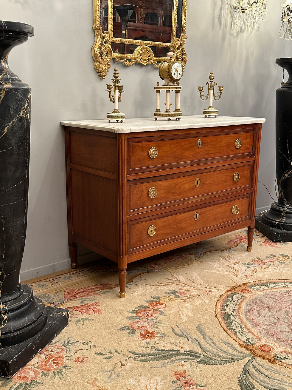 Miniature : Commode En Acajou Blond d'Epoque Louis XVI Vers 1780