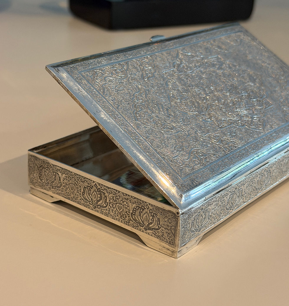 Miniature : Iran,  Coffret Boîte Argent Massif Ciselé, Epoque Fin XIXème