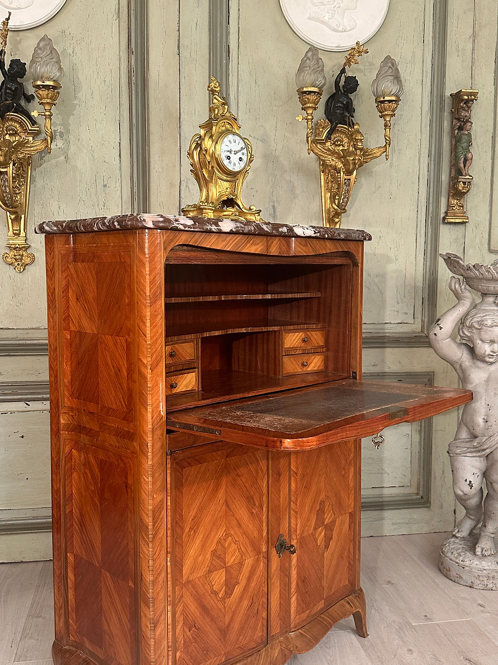 Miniatura: Secretaire En Marqueterie De Style Transition Louis XV Louis XVI Epoque XIXème