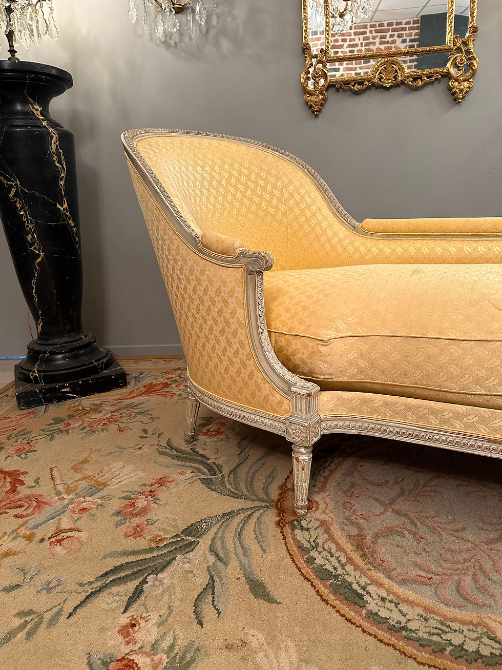 Miniatura: Meridienne Lit De Repis De Style Louis XVI Bois Laque Vers 1900