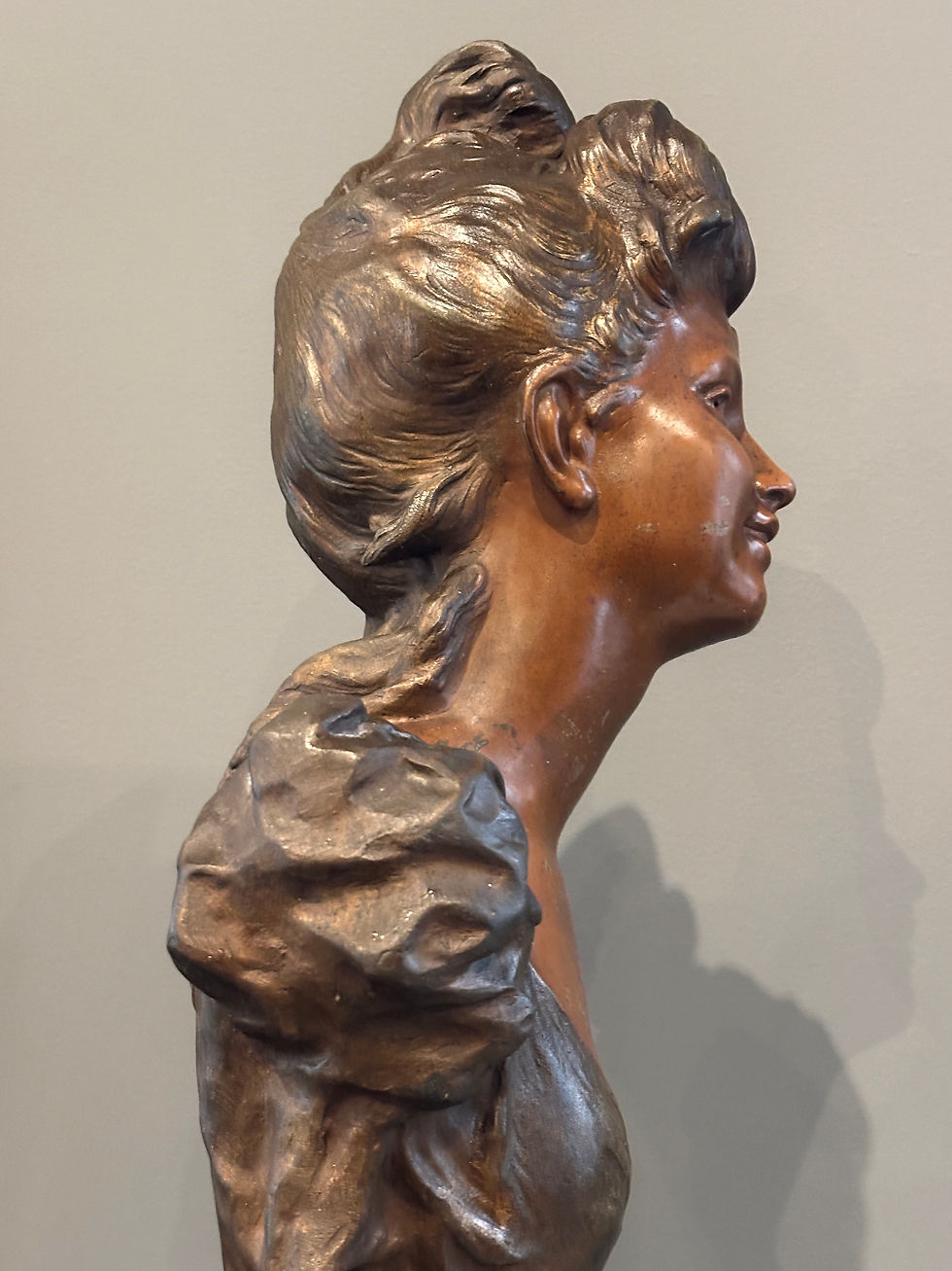 Thumbnail: Auguste Moreau, Sculpture Buste De Jeune Fille Art Nouveau Signé Epoque XIXème