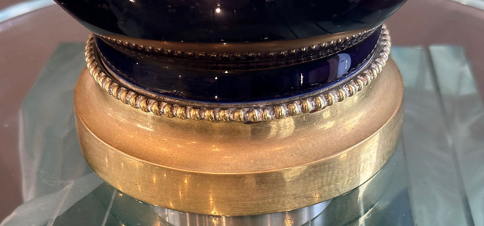 Thumbnail: Sèvres, Lampe Bronze Porcelaine Bleu De Sevres Epoque XIXeme
