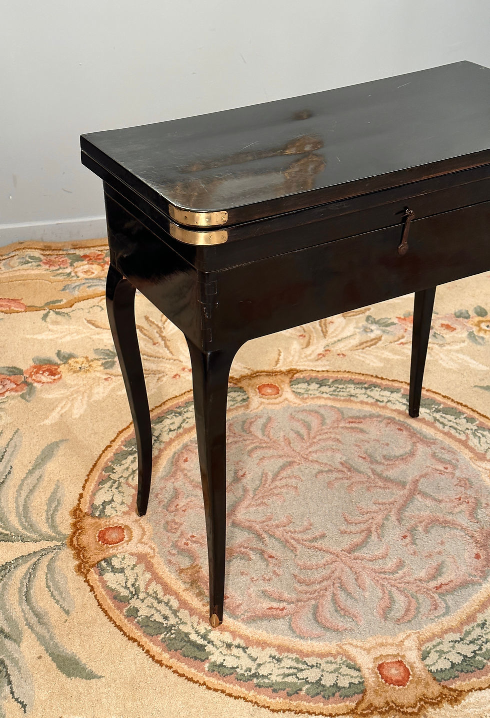 Miniature : Table A Jeu Tric Trac Laquée Noire d'Epoque Louis XV Vers 1750