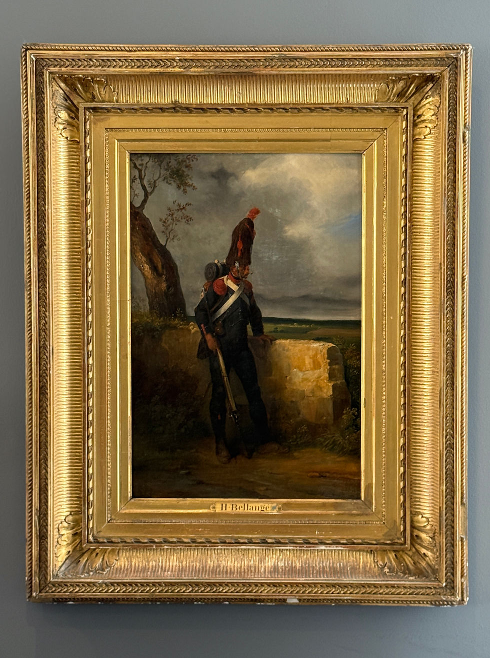 Miniatura: Joseph Louis Hippolyte BELLANGE, Huile sur Toile Grenadier Signée (1800 -1866)