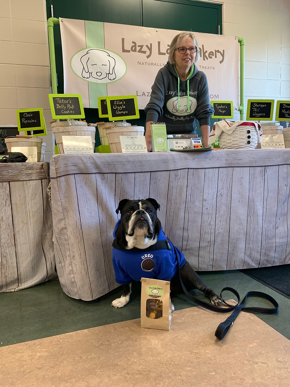 Oreo enjoying a photo op for her Instagram after getting some treats!