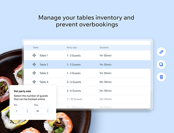 Wix Table Reservations Preview 1