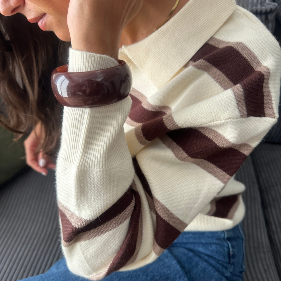 Pull à rayures et col polo | Almarose boutique