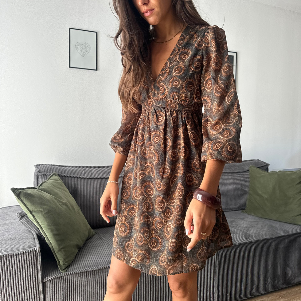 Robe marron à manches longues | Almarose boutique