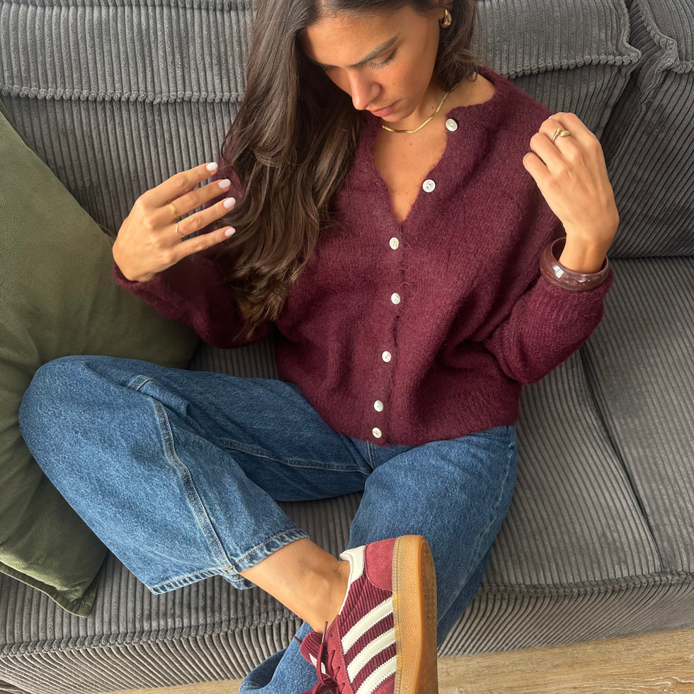 Gilet en maille bordeaux | Almarose boutique