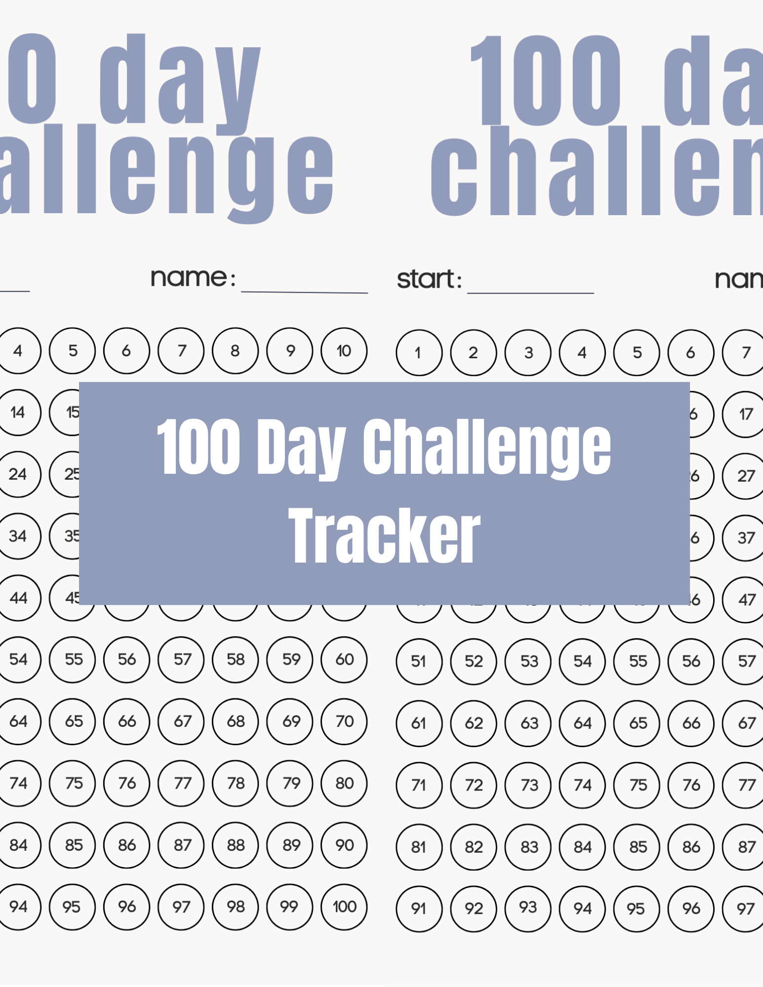 100 Day Challenge Tracker 🏅 Digital Printable