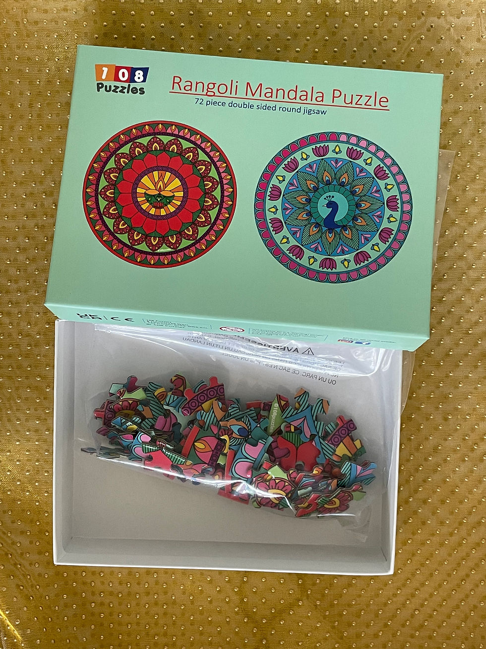 Thumbnail: A boxed jigsaw puzzle with both images on the front for reference on a mint green box
