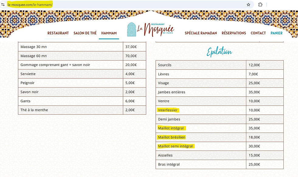 grande mosquée paris epilation maillot algériens