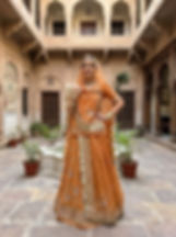 Woman in Hansini Light Orange Humrai PurePoshak suit