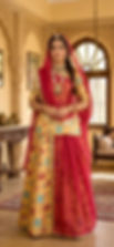 Devika Yellow-Red Cotton Suit with floral patterns