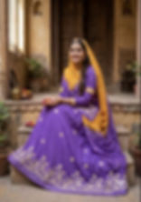Woman wearing Aishwarya Purple-Amber Cotton Suit