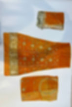 Kesariya Orange Georgette Leheriya Poshaq with gold embroidery