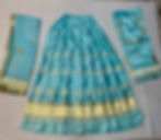 Sky blue Noor Rajwadi poshak with golden embroidery