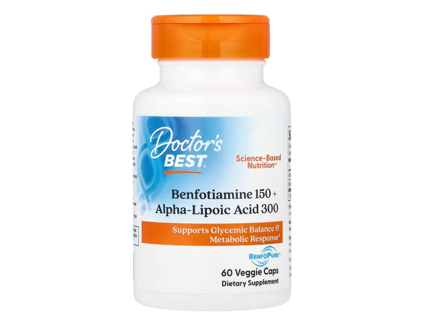 Doctor's Best, Benfotiamine 150 + Alpha-Lipoic 300, 60 Vegi Kapsül
