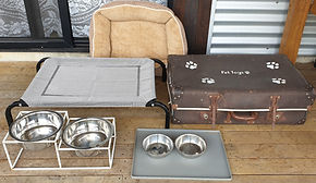 Pet toys, water bowl, pet beds at the Fig Tree Retro Studio