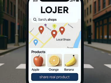 howing a local retailer's store location and address on LOJER app map