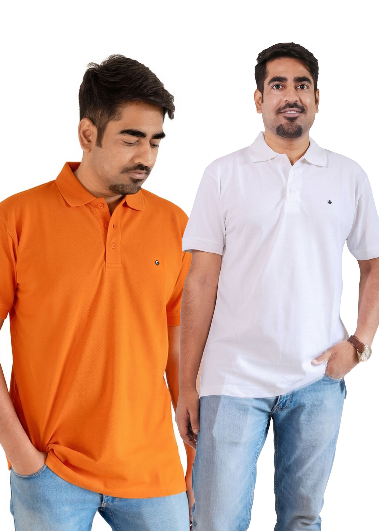 copy of Pack of 2 Solid Polo Pure Cotton Marroon - Orange T-Shirt