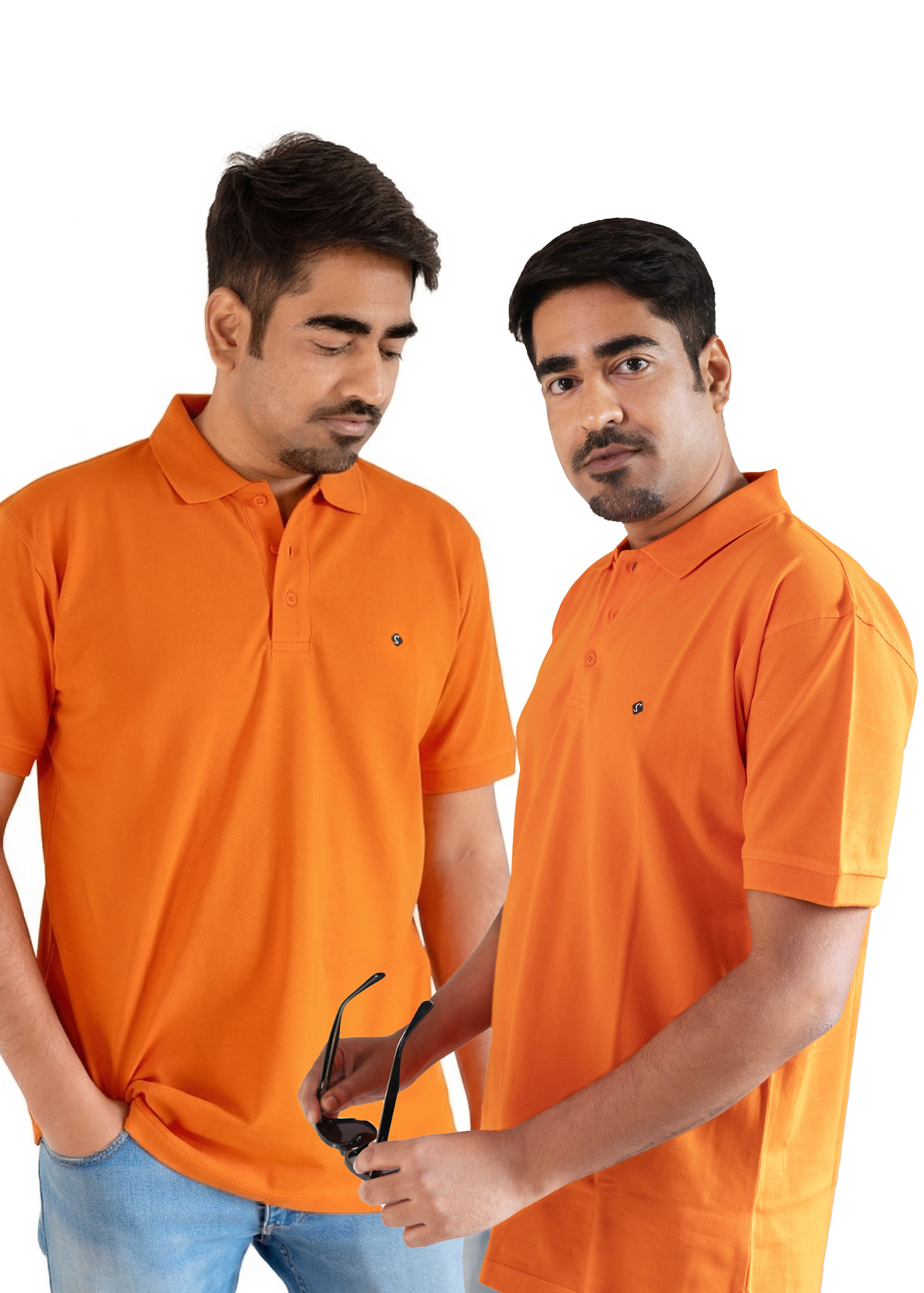Pack of 2 Solid Polo Pure Cotton Orange T-Shirt