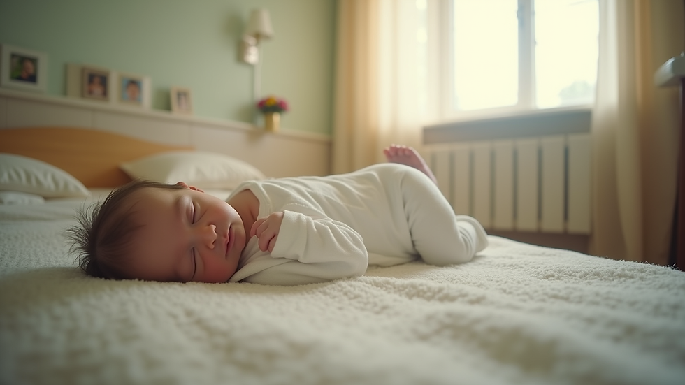 Eye-level view of a serene birthing space with calming colors and soft lighting