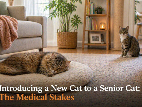 Introducing a new cat to a senior cat with distance and a calm environment during a gradual introduction