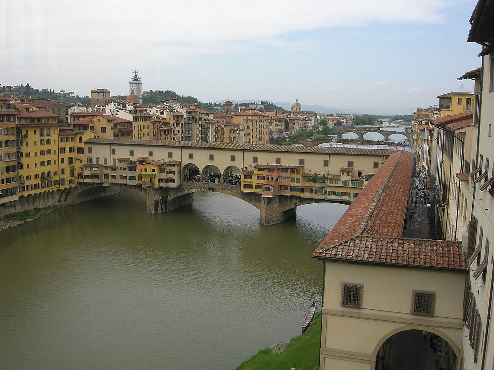 Vasari Corridor in Florence accross the arno above the Ponte Vecchio in Florence